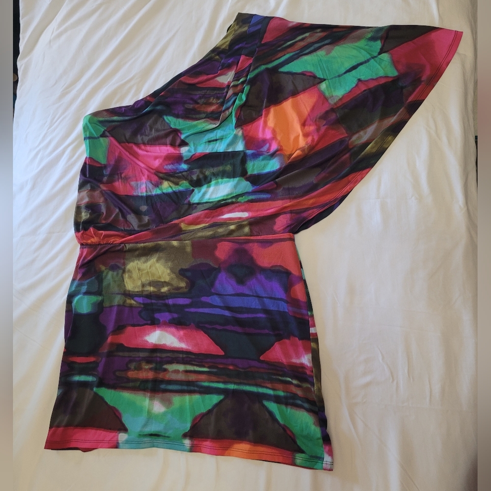 Jessica Simpson off the shoulder colorful large dress